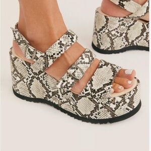 Snake Print Wedge Sandals